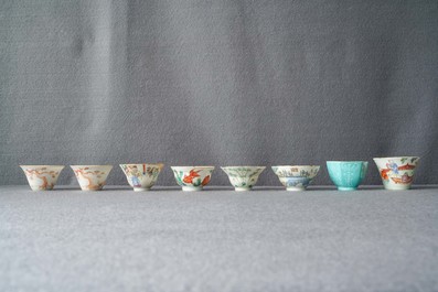 Eight Chinese wine cups, 19/20th C.