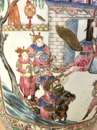 A large Chinese famille rose 'court scene' vase, 19th C.