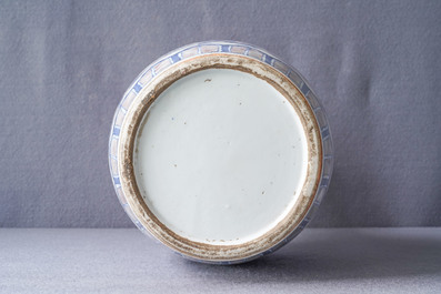 A Chinese blue, white and underglaze red vase, 19th C.