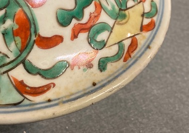 Two Chinese wucai vases and covers, Transitional period