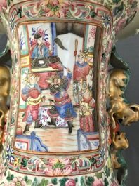A large Chinese famille rose 'court scene' vase, 19th C.