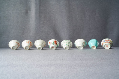 Eight Chinese wine cups, 19/20th C.