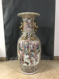 A large Chinese famille rose 'court scene' vase, 19th C.