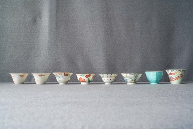 Eight Chinese wine cups, 19/20th C.