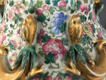 A large Chinese famille rose 'court scene' vase, 19th C.