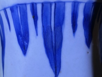A Chinese blue and white baluster vase with figures in a landscape, Transitional period