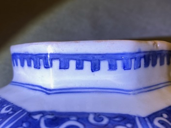 A Chinese blue and white baluster vase with figures in a landscape, Transitional period