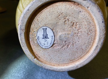 A Chinese brown-glazed vase and cover with incised design, Song