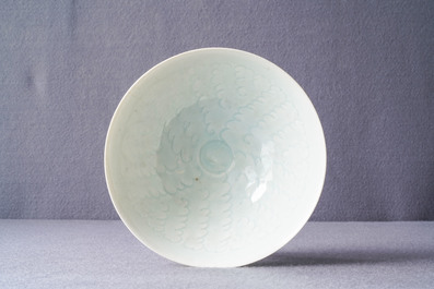 A Chinese qingbai bowl with underglaze design, Song