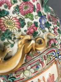 A large Chinese famille rose 'court scene' vase, 19th C.