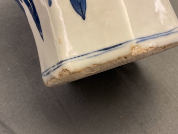 A Chinese blue and white baluster vase with figures in a landscape, Transitional period