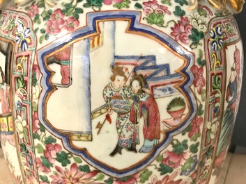 A large Chinese famille rose 'court scene' vase, 19th C.