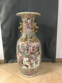 A large Chinese famille rose 'court scene' vase, 19th C.