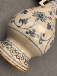 A Chinese blue and white 'lotus scroll' vase, Yuan