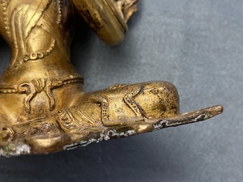 Deux mod&egrave;les de Tara en bronze dor&eacute;, Tibet ou Mongolie, 17/18&egrave;me