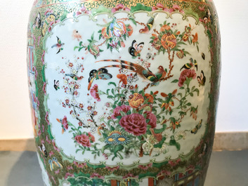 A pair of large Chinese Canton famille rose vases, 19th C.