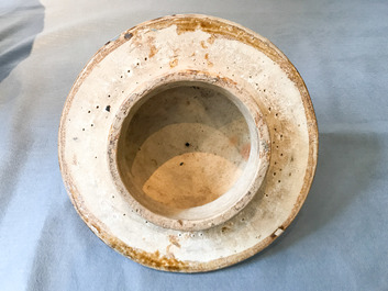 A large Chinese polychrome stoneware martaban jar and cover, Ming/Qing