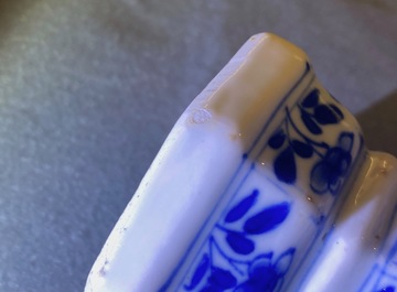 Three Chinese blue and white hexagonal and octagonal vases, Kangxi