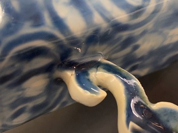 A Chinese blue and white 'Europa and the bull' silver-mounted coffee pot, Kangxi