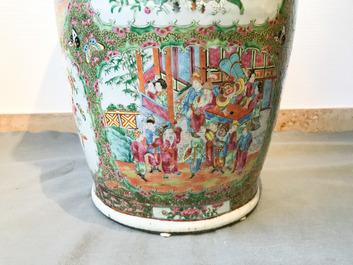A pair of large Chinese Canton famille rose vases, 19th C.