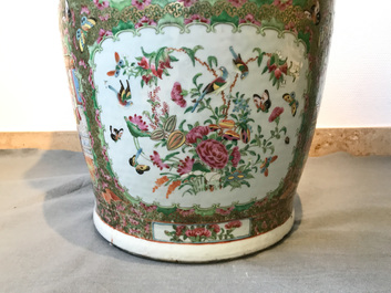A pair of large Chinese Canton famille rose vases, 19th C.