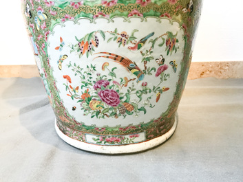 A pair of large Chinese Canton famille rose vases, 19th C.