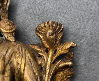 Deux mod&egrave;les de Tara en bronze dor&eacute;, Tibet ou Mongolie, 17/18&egrave;me