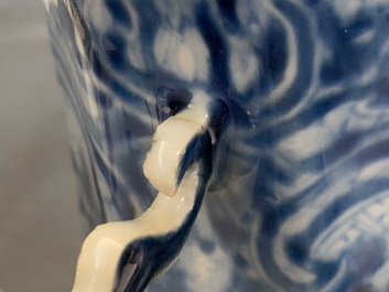 A Chinese blue and white 'Europa and the bull' silver-mounted coffee pot, Kangxi