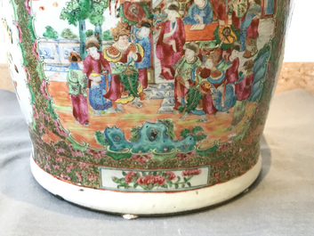 A pair of large Chinese Canton famille rose vases, 19th C.