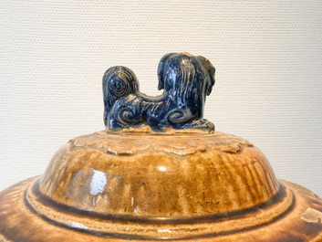 A large Chinese polychrome stoneware martaban jar and cover, Ming/Qing