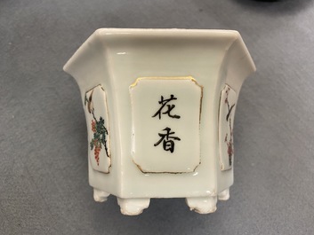 Five various Chinese jardini&egrave;res and four plates, 19/20th C.