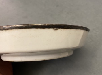 A Chinese blue and white Vietnamese market 'Bleu de Hue' dish with a river landscape, 19th C.