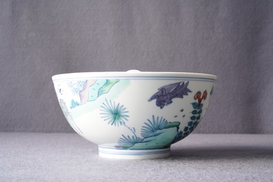 A Chinese doucai 'monkey and deer' bowl, Chenghua mark, Kangxi