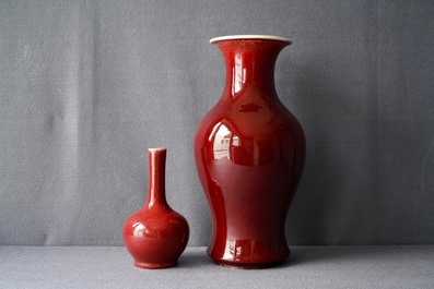 Two Chinese monochrome langyao vases, 19th C.