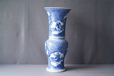 A Chinese blue and white yenyen 'immortals' vase, Kangxi
