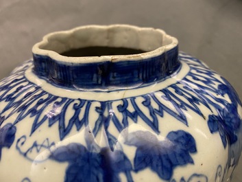 A Chinese blue and white 'squirrel and grapevine' vase, Wanli/Jiajing