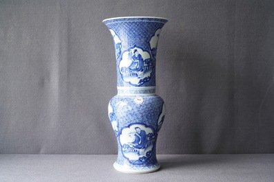 A Chinese blue and white yenyen 'immortals' vase, Kangxi