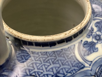 A Chinese blue and white wine ewer with figures, Wanli