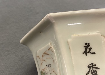 Five various Chinese jardini&egrave;res and four plates, 19/20th C.