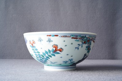 A Chinese doucai 'monkey and deer' bowl, Chenghua mark, Kangxi