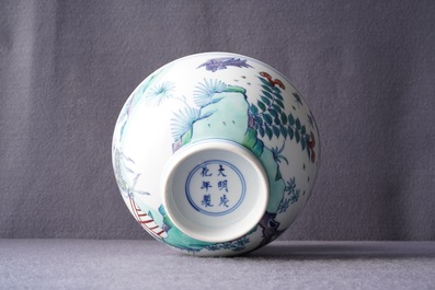 A Chinese doucai 'monkey and deer' bowl, Chenghua mark, Kangxi