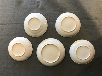 Eight Chinese famille rose cups and saucers, Yongzheng/Qianlong