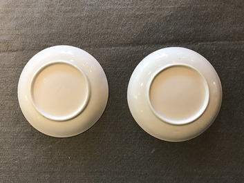 A Chinese grisaille 15-piece tea service with 'brothel' design, Yongzheng/Qianlong