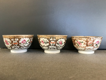 A Chinese famille rose and gilt part tea service, Qianlong