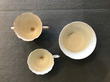 Eight Chinese famille rose cups and saucers, Yongzheng/Qianlong