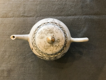 A Chinese grisaille 15-piece tea service with 'brothel' design, Yongzheng/Qianlong