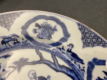 A Chinese blue and white dish after Cornelis Pronk: 'Doctor's visit', Qianlong