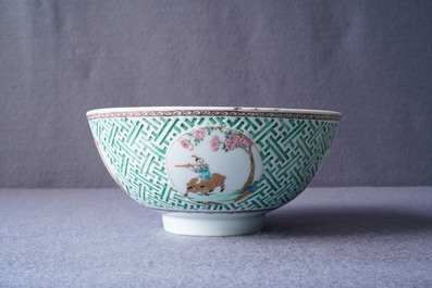 A Chinese famille rose relief-decorated bowl, Yongzheng