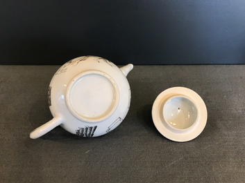 A Chinese grisaille 15-piece tea service with 'brothel' design, Yongzheng/Qianlong