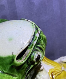 Three Chinese verte biscuit groups of Liu Hai on the toad, Kangxi